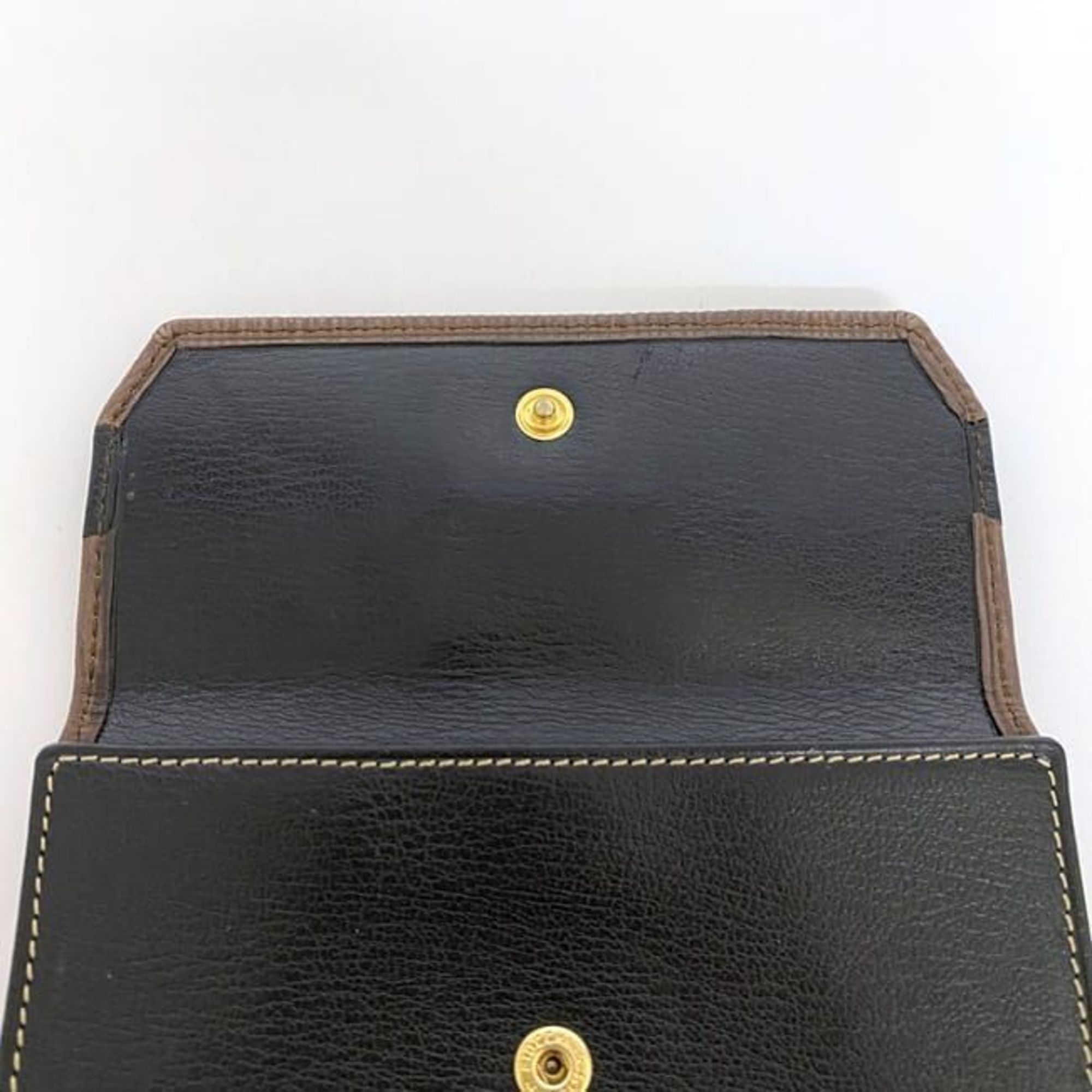 LOEWE Bi-fold Wallet ec-21542 Black Brown Velazquez Leather Twist Metal Fittings Women's Compact