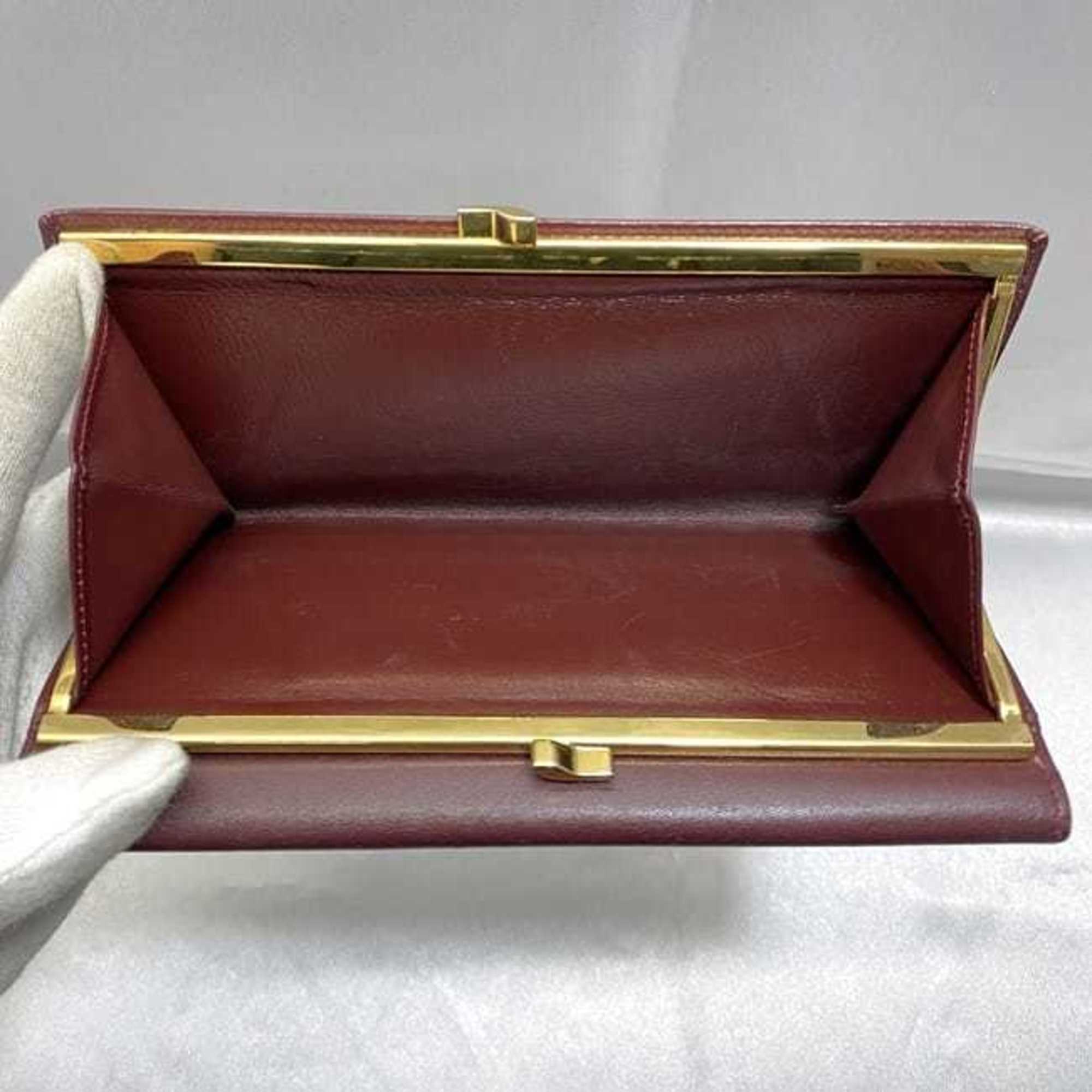 Cartier Tri-fold Wallet ec-21181 Bordeaux Must L3000002 Leather Women's Retro