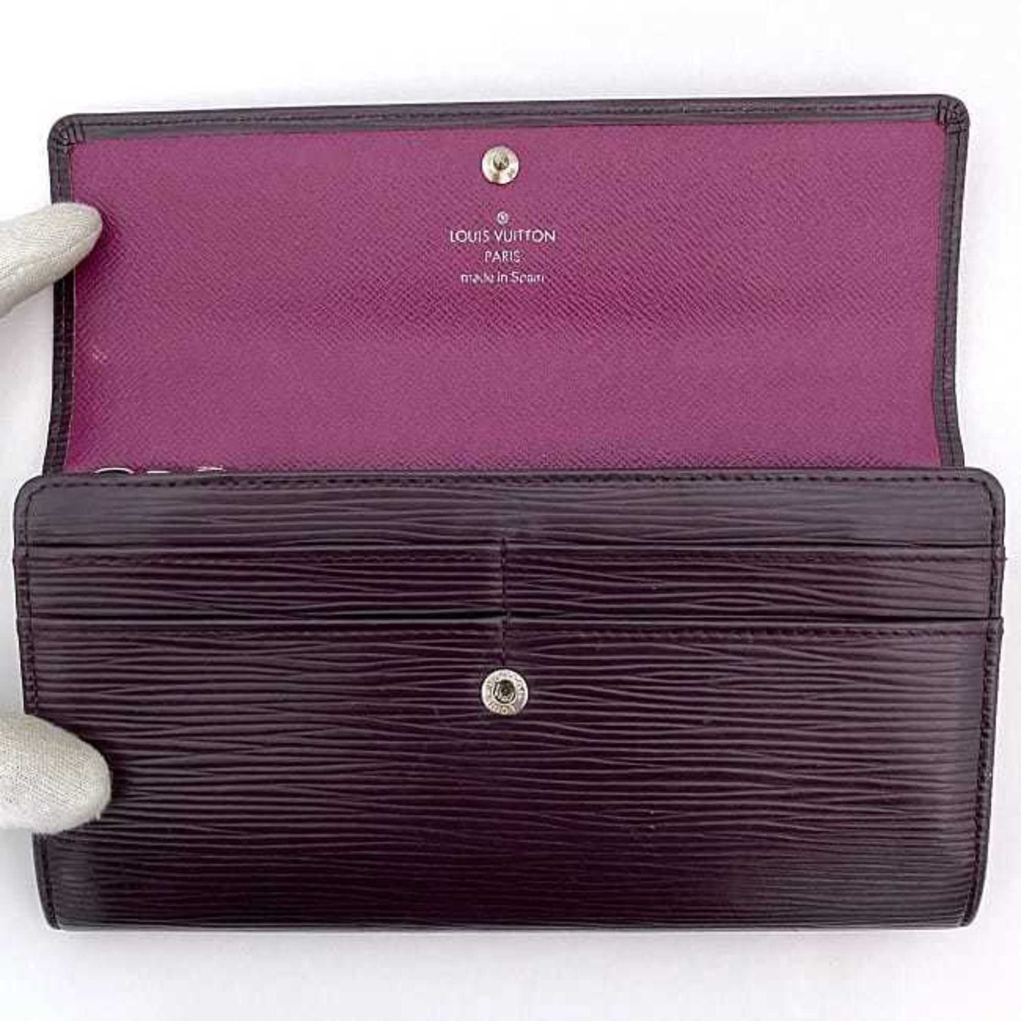 Louis Vuitton Bi-fold Long Wallet Portefeuille Sarah ec-21097 Purple Cassis Epi M6374K Leather CA2059 LOUIS VUITTON Flap Women's Card