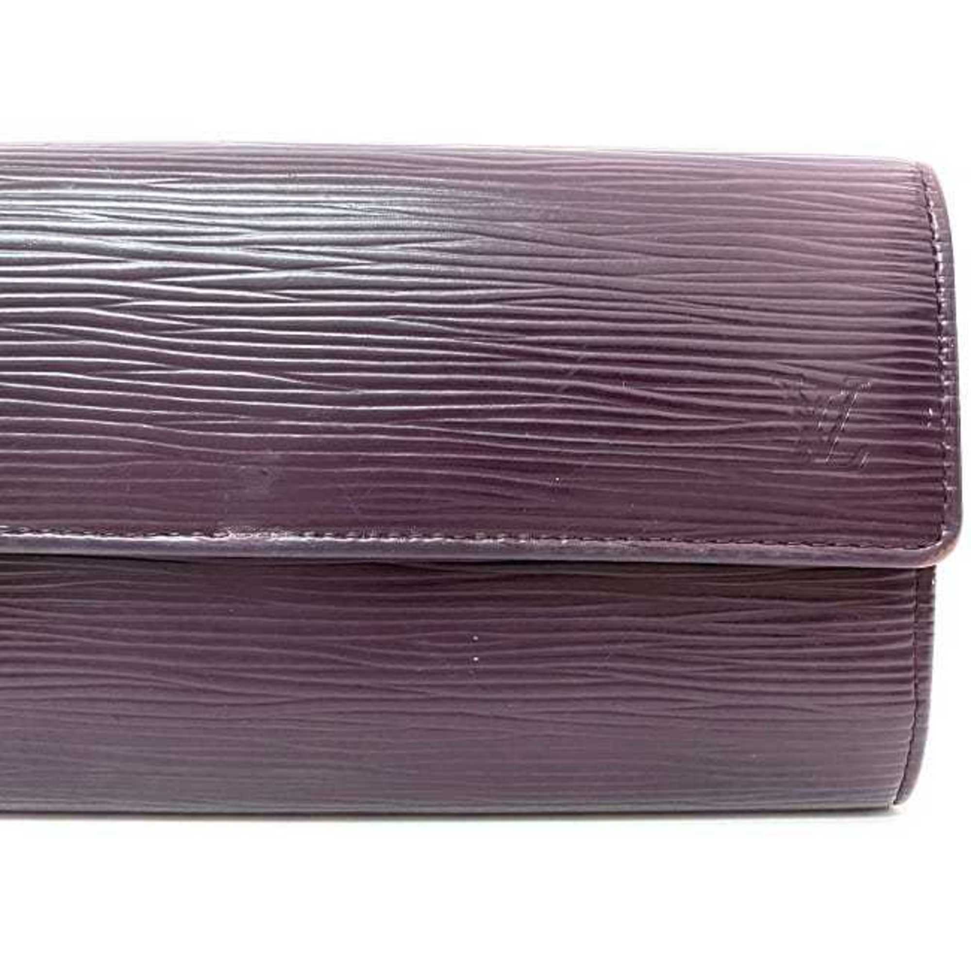 Louis Vuitton Bi-fold Long Wallet Portefeuille Sarah ec-21097 Purple Cassis Epi M6374K Leather CA2059 LOUIS VUITTON Flap Women's Card