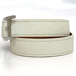 Hermes Bracelet B-Api White Leather Togo □K Engraved HERMES Women's