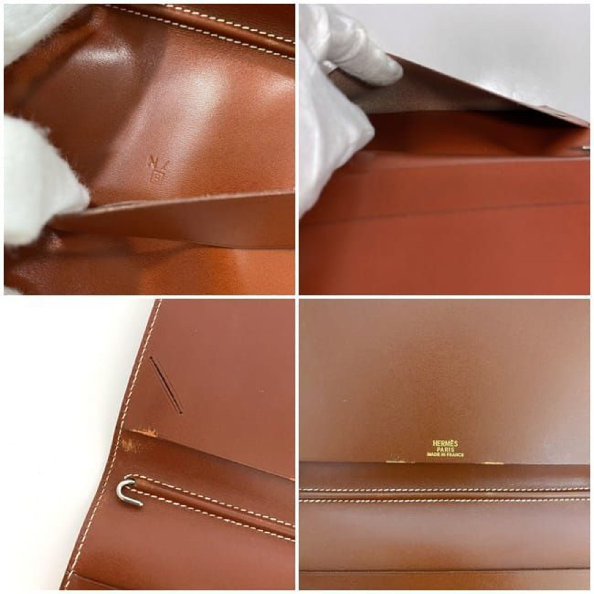 Hermes Planner Cover Agenda Brown ec-20270 Leather Box Calf □B Stamp HERMES Notebook Women's Men's