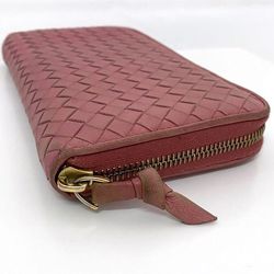 Bottega Veneta Round Long Wallet ec-21014 Pink Intrecciato Leather BOTTEGA VENETA Women's