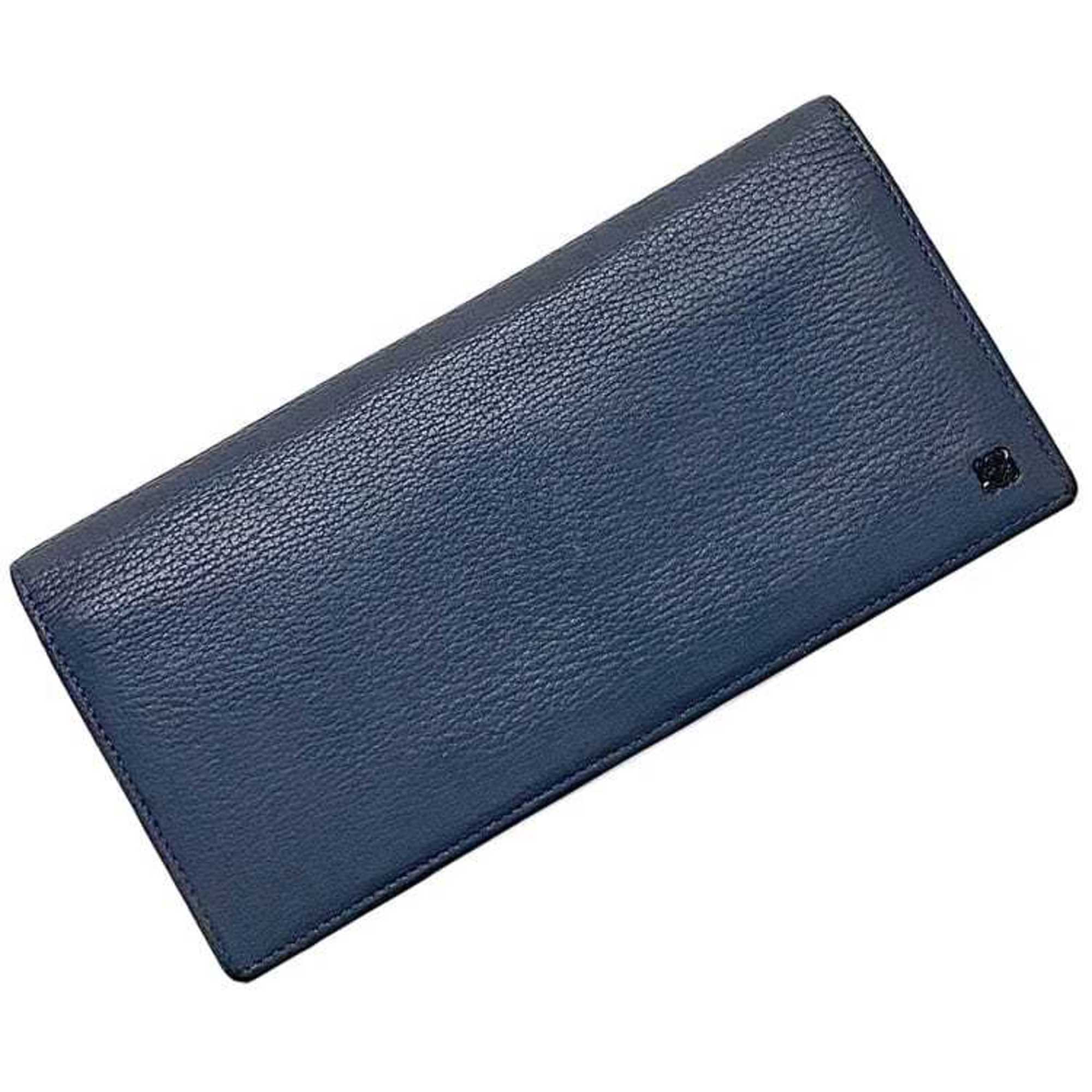 LOEWE Bi-fold Long Wallet ec-21115 Light Navy Anagram Billfold Leather Women's Blue