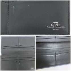 LOEWE Bi-fold Long Wallet ec-21115 Light Navy Anagram Billfold Leather Women's Blue