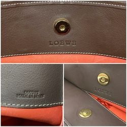 LOEWE Tote Bag Red Brown Anagram Suede Leather Handbag A4 Unisex