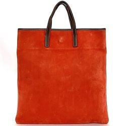 LOEWE Tote Bag Red Brown Anagram Suede Leather Handbag A4 Unisex