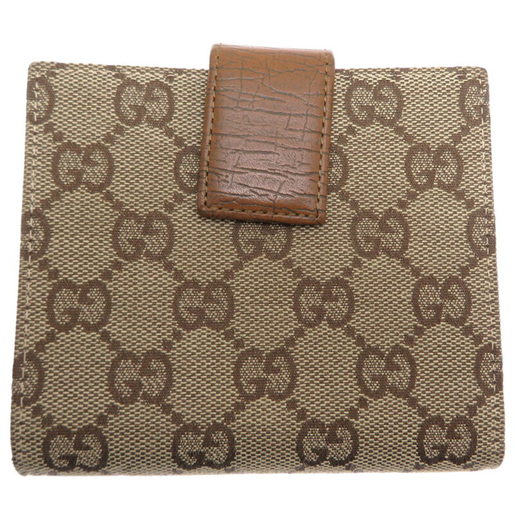 Gucci Old Compact Wallet Women's Bi-fold 120938 GG Canvas Brown