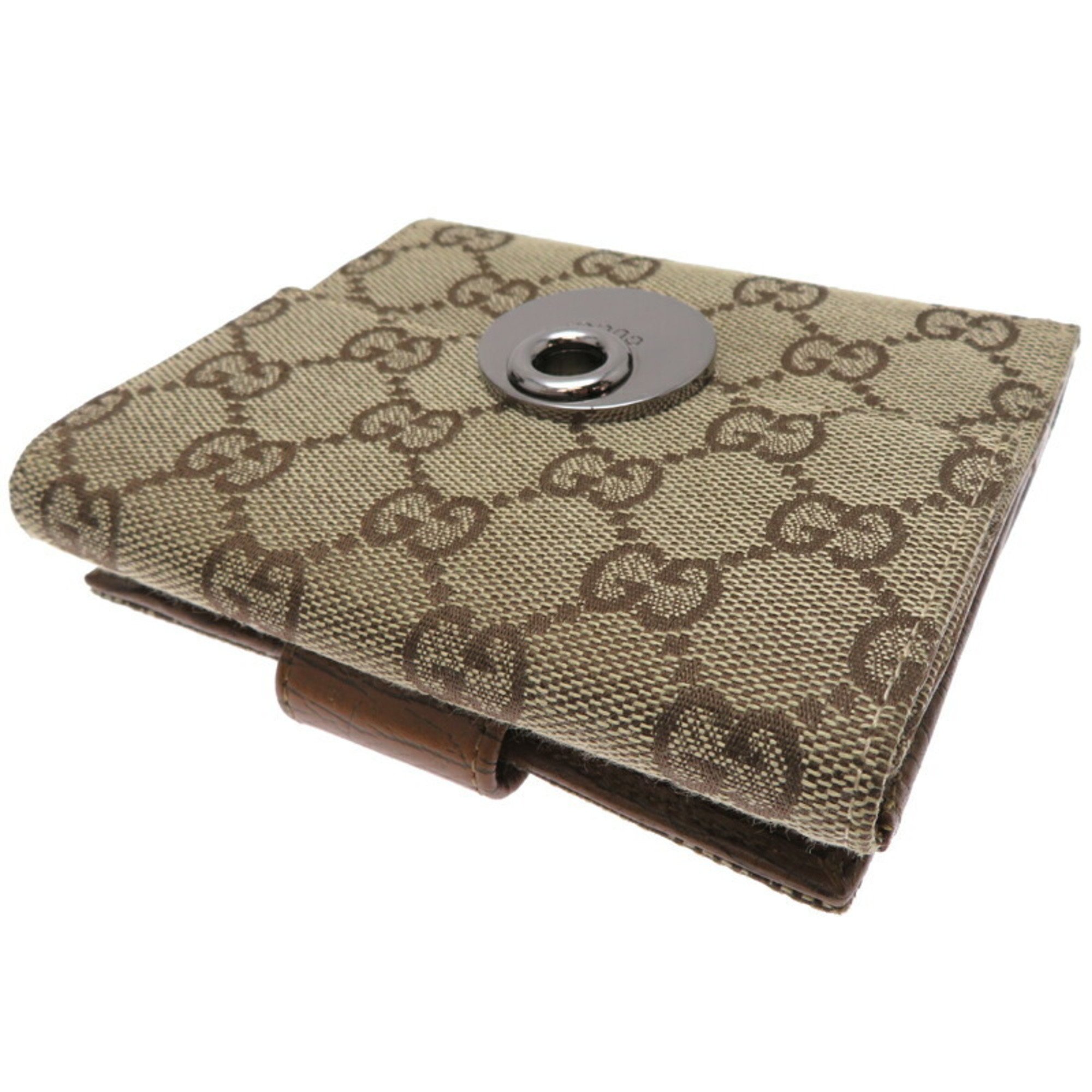 Gucci Old Compact Wallet Women's Bi-fold 120938 GG Canvas Brown