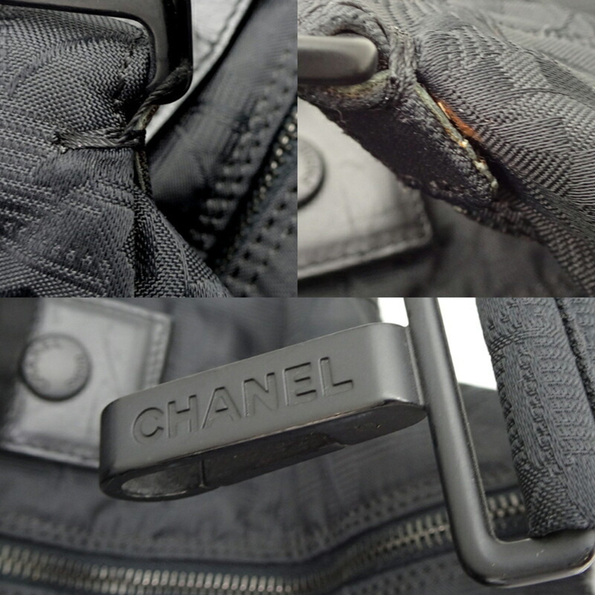 Chanel New Travel Line Women's Boston Bag Nylon Black