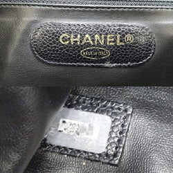 Chanel Coco Mark Supermodel Chain Tote Bag Women's Shoulder A01992 Caviar Skin Black