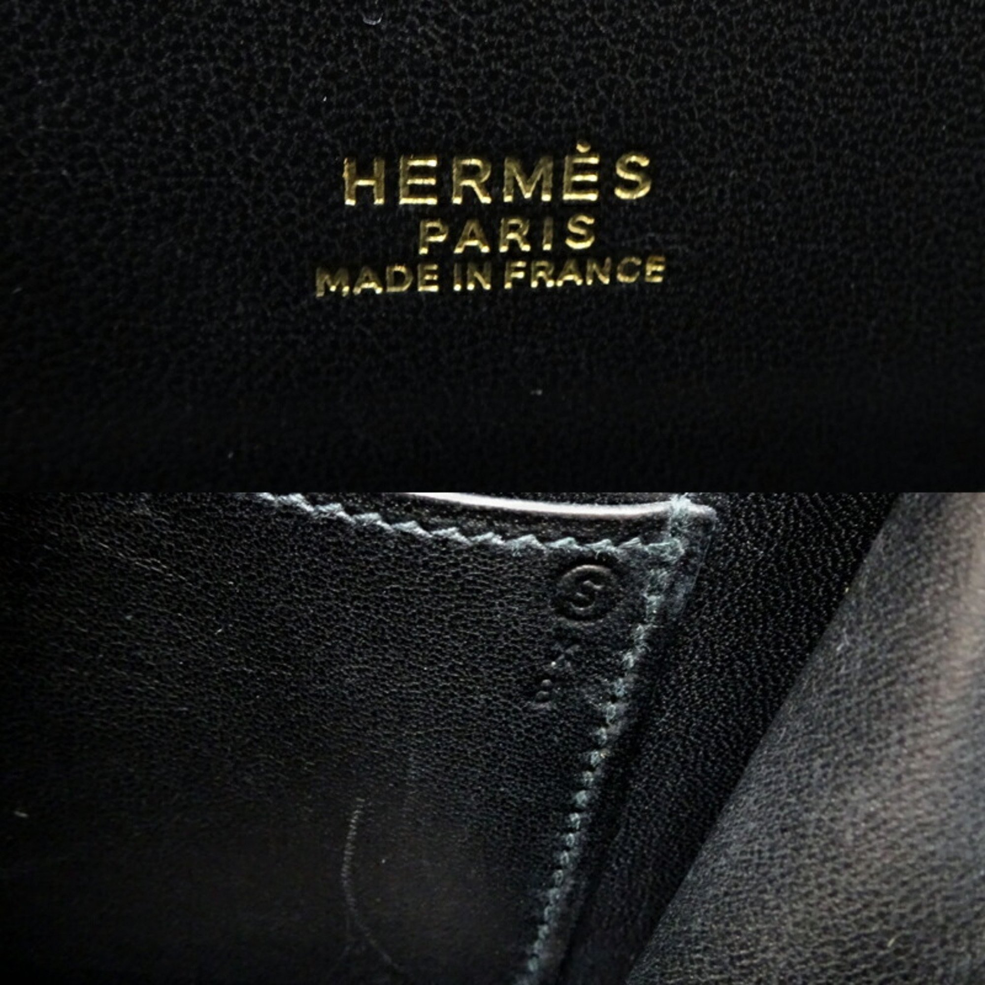 Hermes Sac Amaris ○S No. 1989 Women's Shoulder Bag Box Calf Noir (Black)