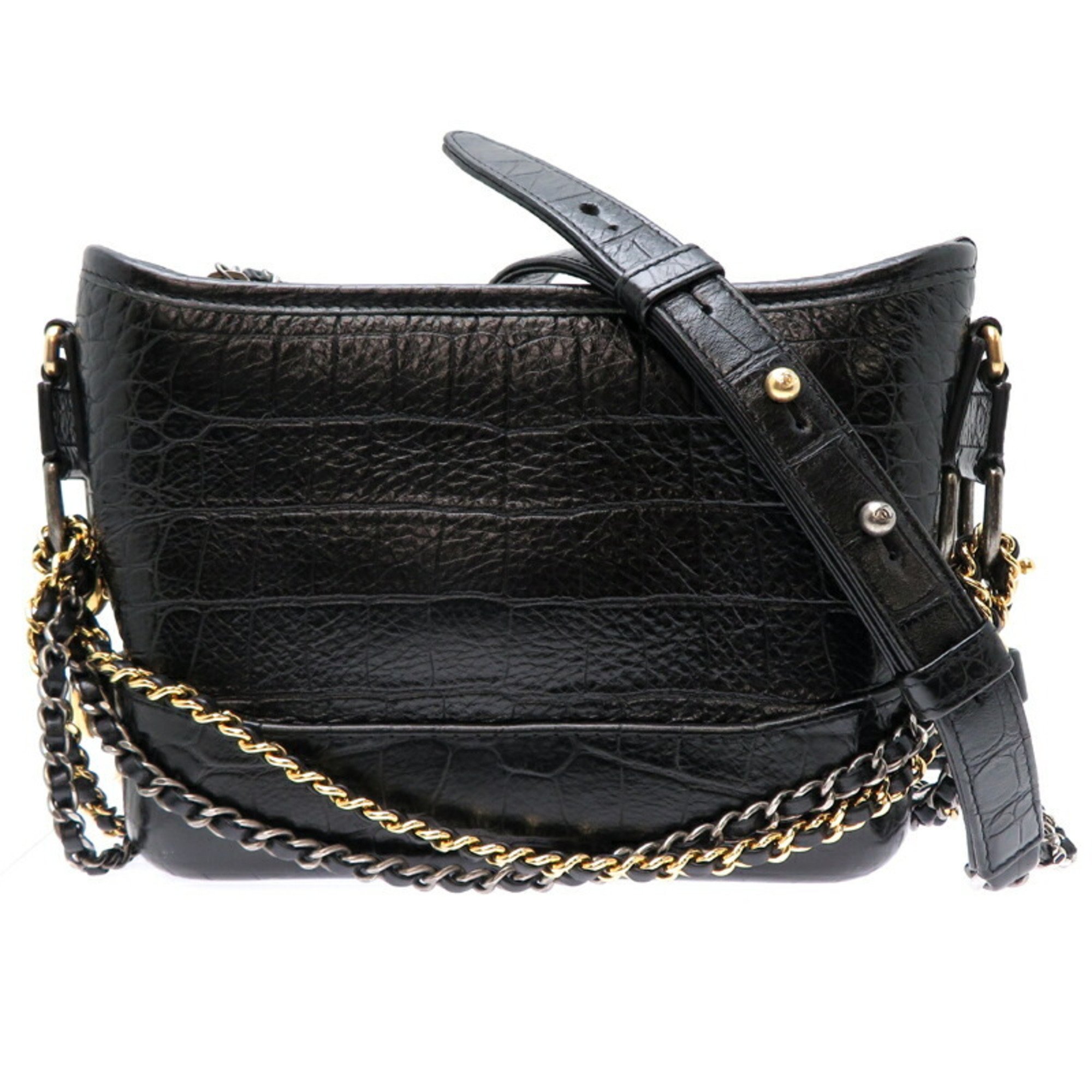 Chanel Seal Chain Shoulder Bag for Women AS0865 Leather Black