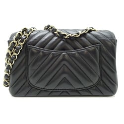 Chanel Chevron Chain Shoulder Women's Bag A69900 Lambskin Black