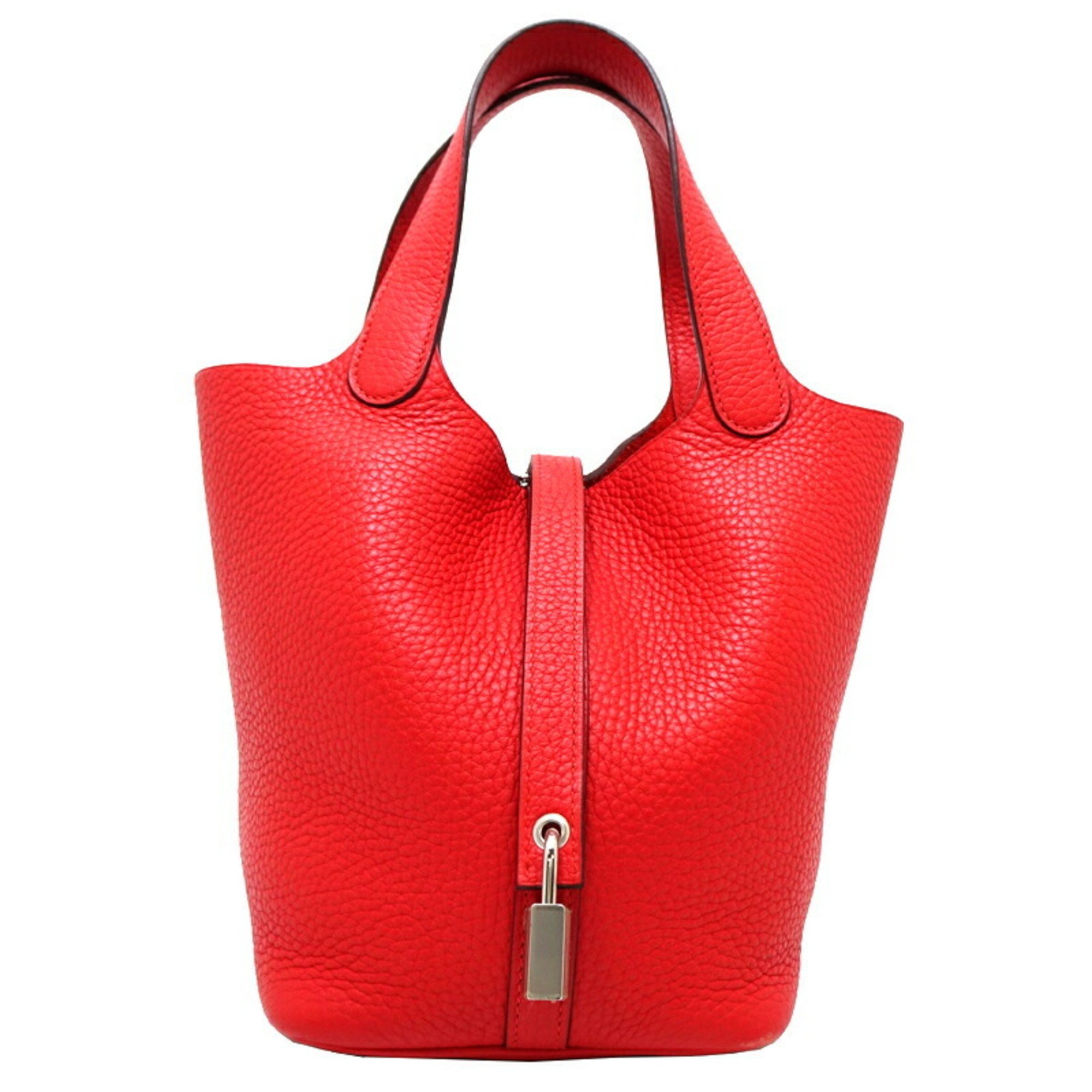 Hermes Picotin Lock PM Women's Handbag Taurillon Clemence Rouge Tomato