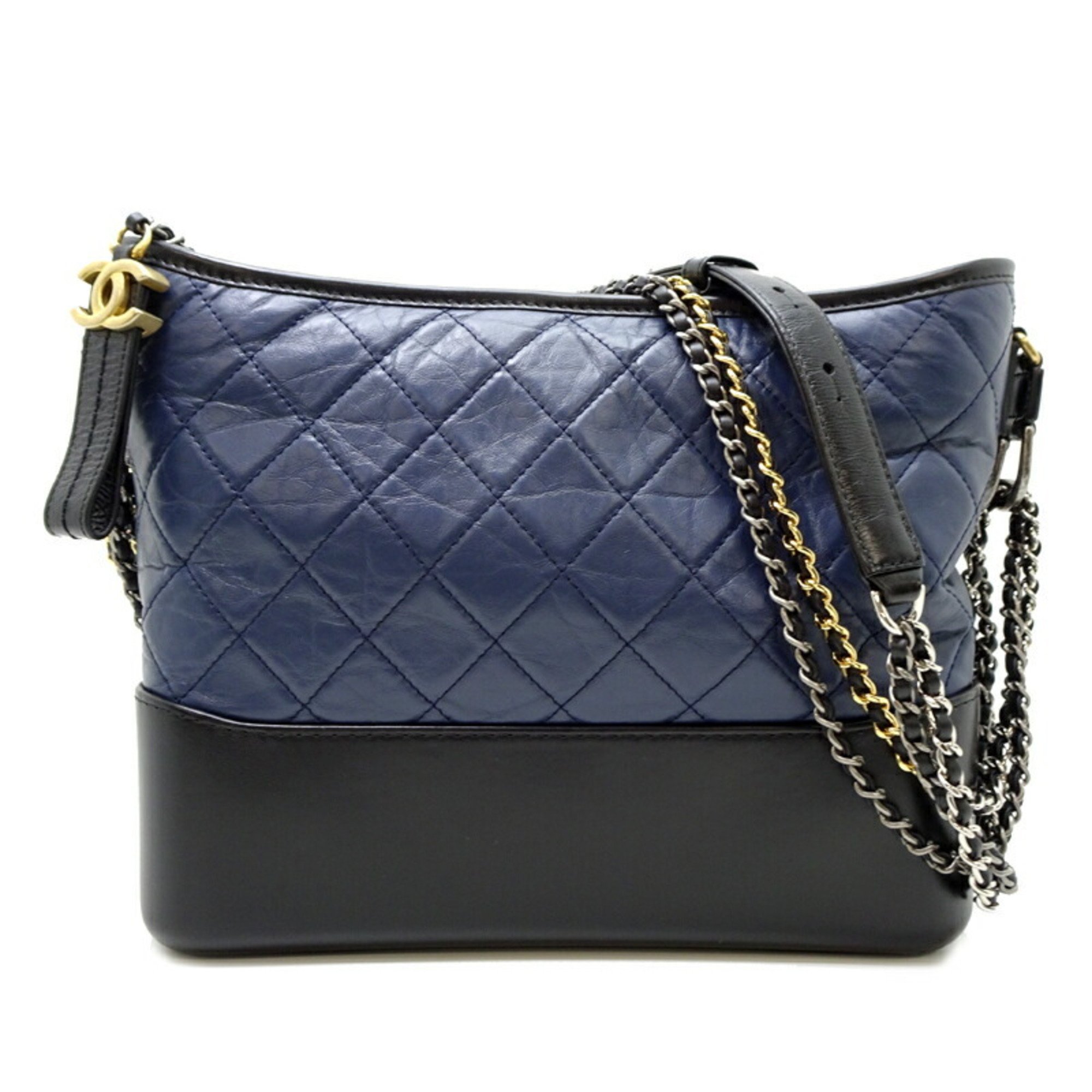 Chanel Gabrielle de Large Chain Women's Shoulder Bag A93825 Lambskin Navy