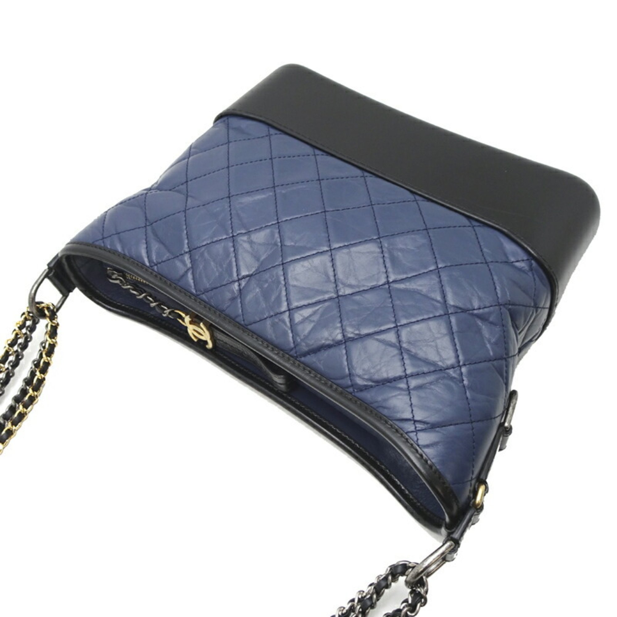 Chanel Gabrielle de Large Chain Women's Shoulder Bag A93825 Lambskin Navy