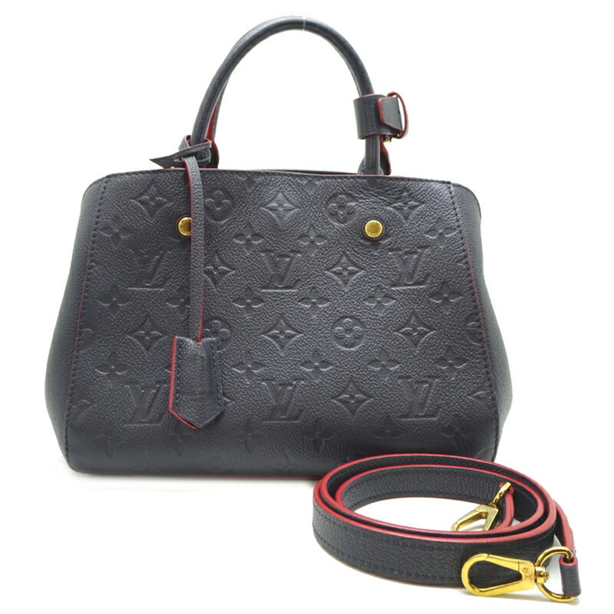 Louis Vuitton Montaigne BB Women's Handbag M42747 Monogram Empreinte Marine Rouge (Navy)