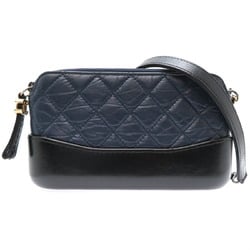 Chanel Seal Gabrielle Do Women's Shoulder Bag Leather Navy