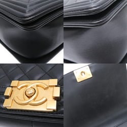 Chanel Seal Included Boy 28 Women's Shoulder Bag A92193 Lambskin Black