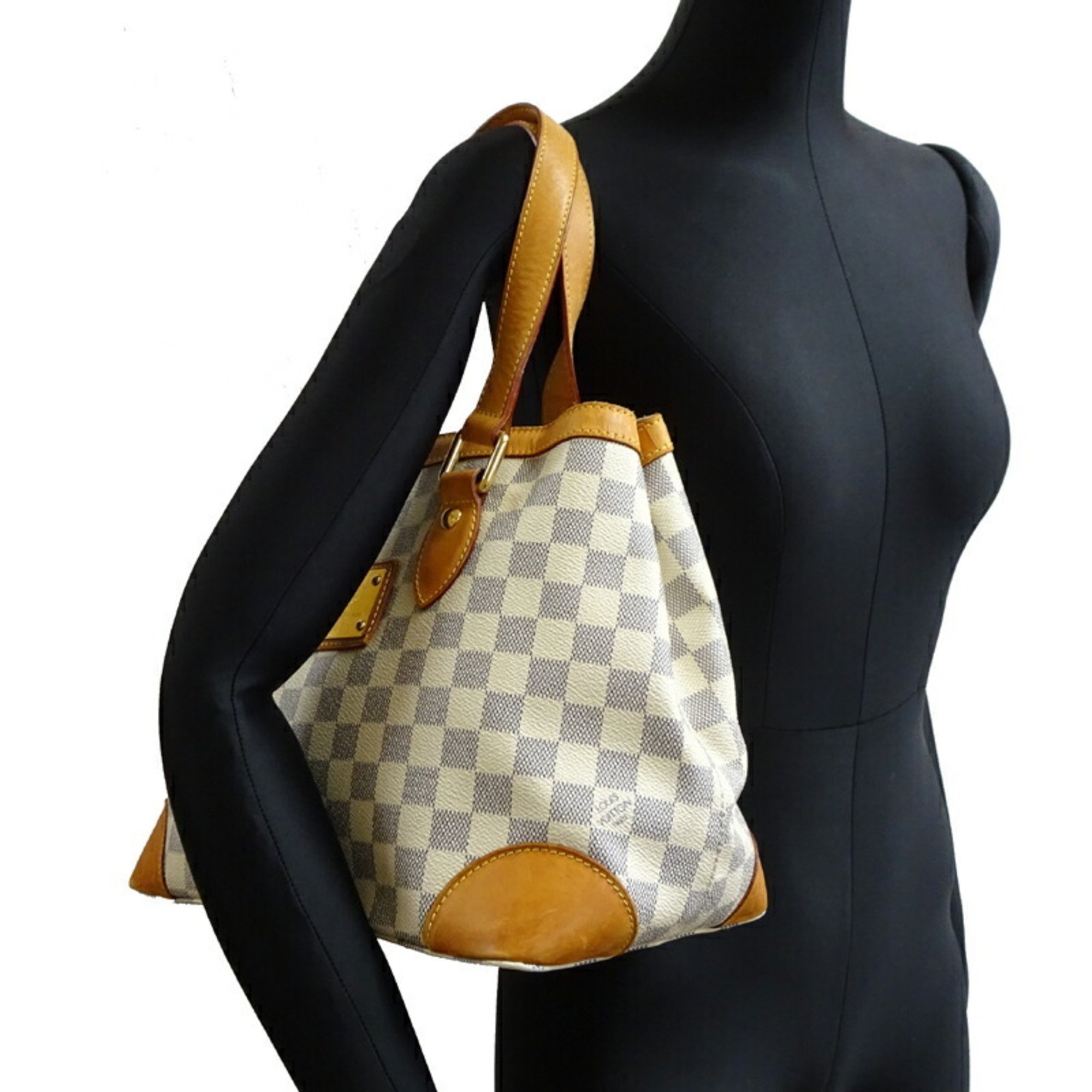 Louis Vuitton Hampstead PM Women's Handbag N51207 Damier Azur White