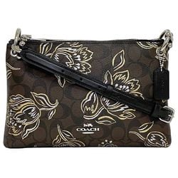 Coach Shoulder Bag Brown Black Signature F77982 ec-20233 PVC Leather COACH Flower Women's Compact