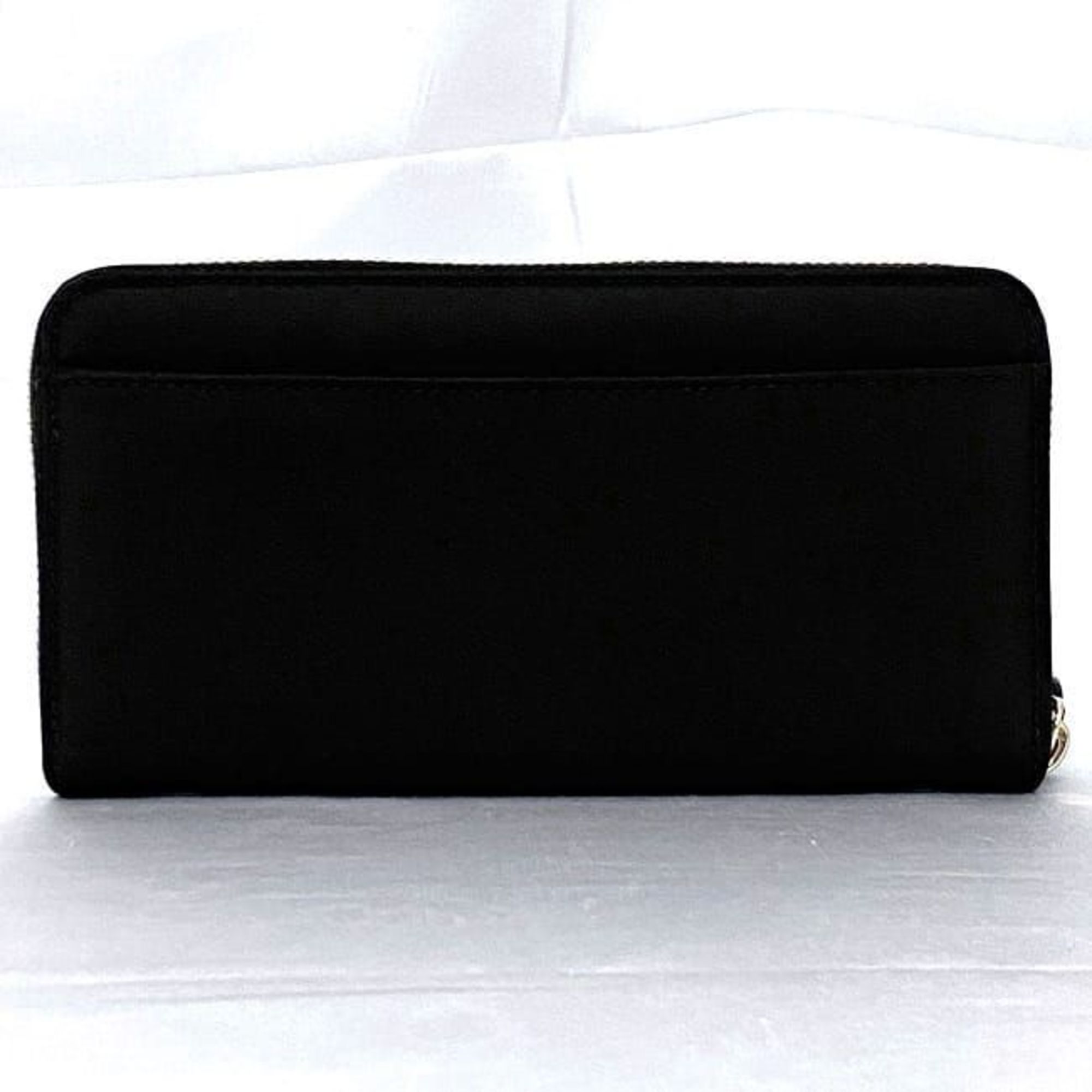 Kate Spade Round Long Wallet Black WLR00615 ec-20058 Nylon Leather Women's