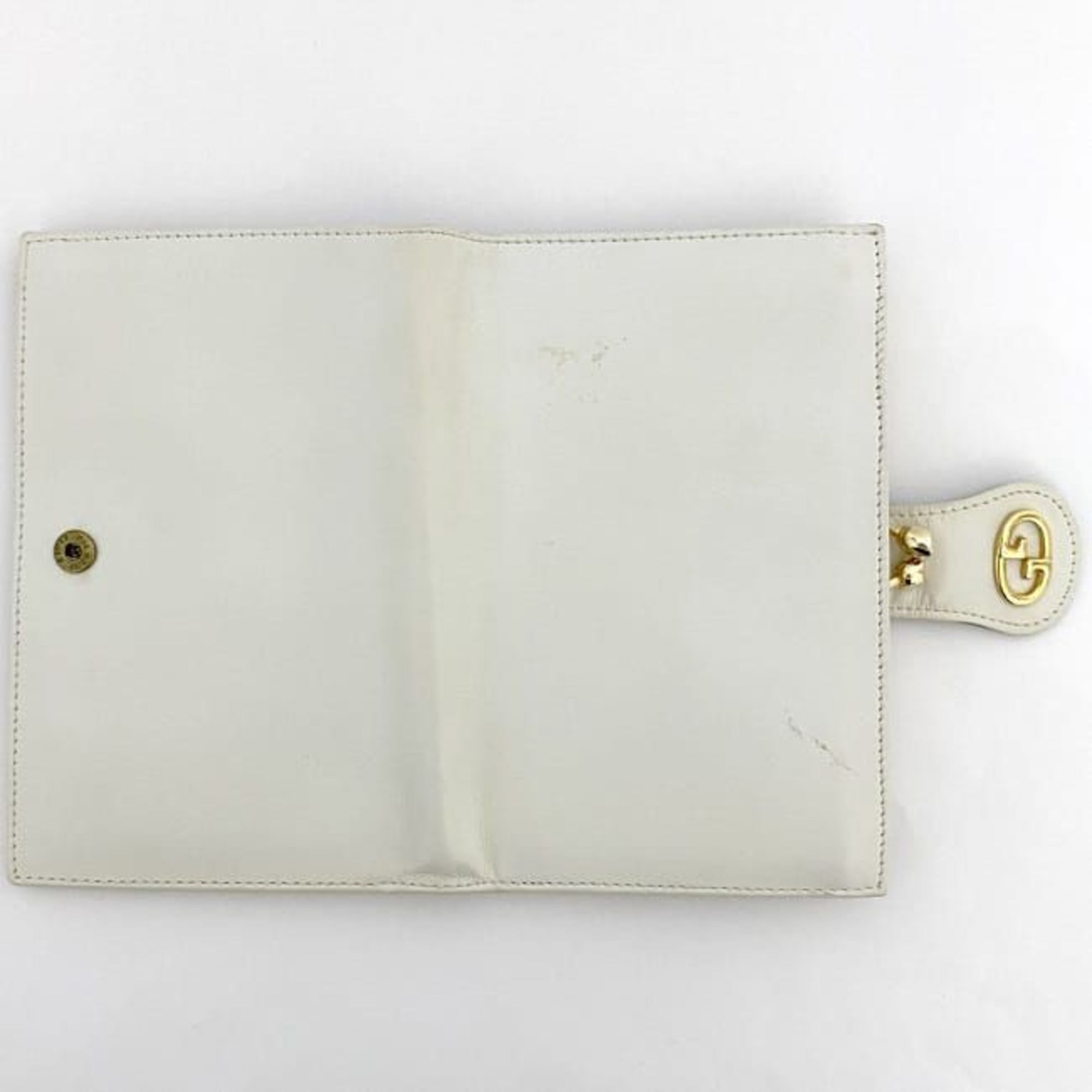 Gucci Bi-fold Wallet White Old ec-20199 Leather GUCCI Compact GG Retro Women's