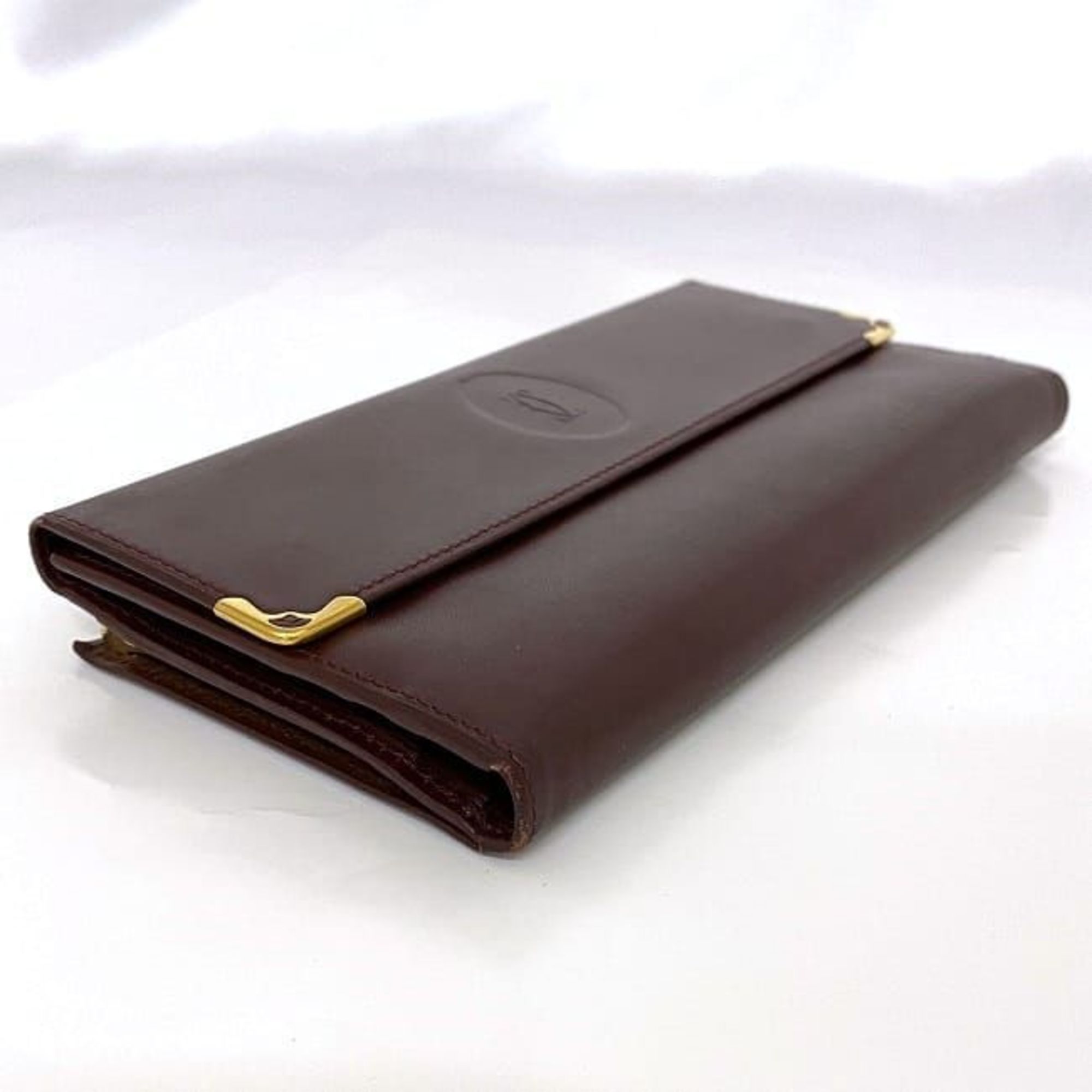 Cartier Tri-fold Long Wallet Bordeaux Must L3000002 ec-20101 Leather Women's Men's