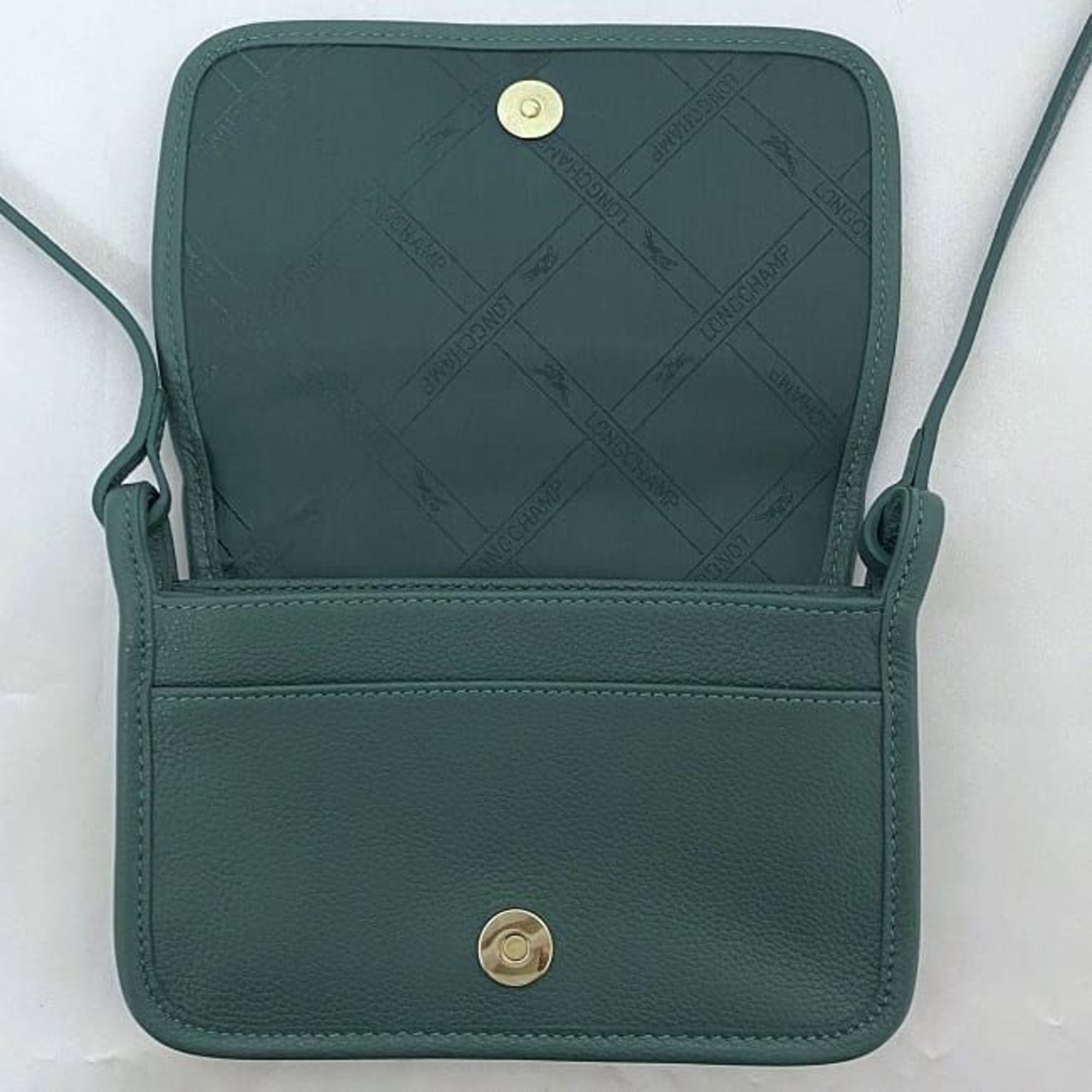 Longchamp Shoulder Bag Green 10133 021 531 ec-20149 Pochette Leather LONGCHAMP Flap Women's Compact