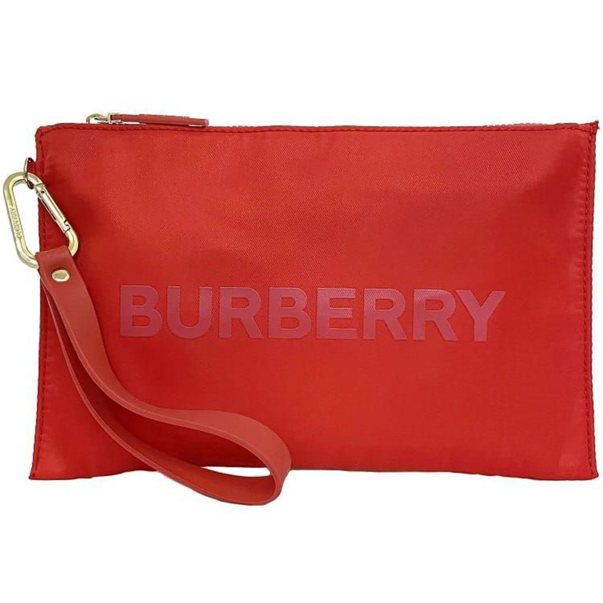 Burberry pouch red ec-20623 nylon rubber BURBERRY with strap carabiner handle ladies