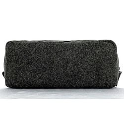 Prada Pouch Grey Tessuto ec-20627 Tweed Wool Nylon PRADA Triangle Plate Women's Men's