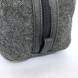 Prada Pouch Grey Tessuto ec-20627 Tweed Wool Nylon PRADA Triangle Plate Women's Men's