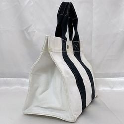 Hermes handbag white black ec-20680 tote bag canvas HERMES men's women's