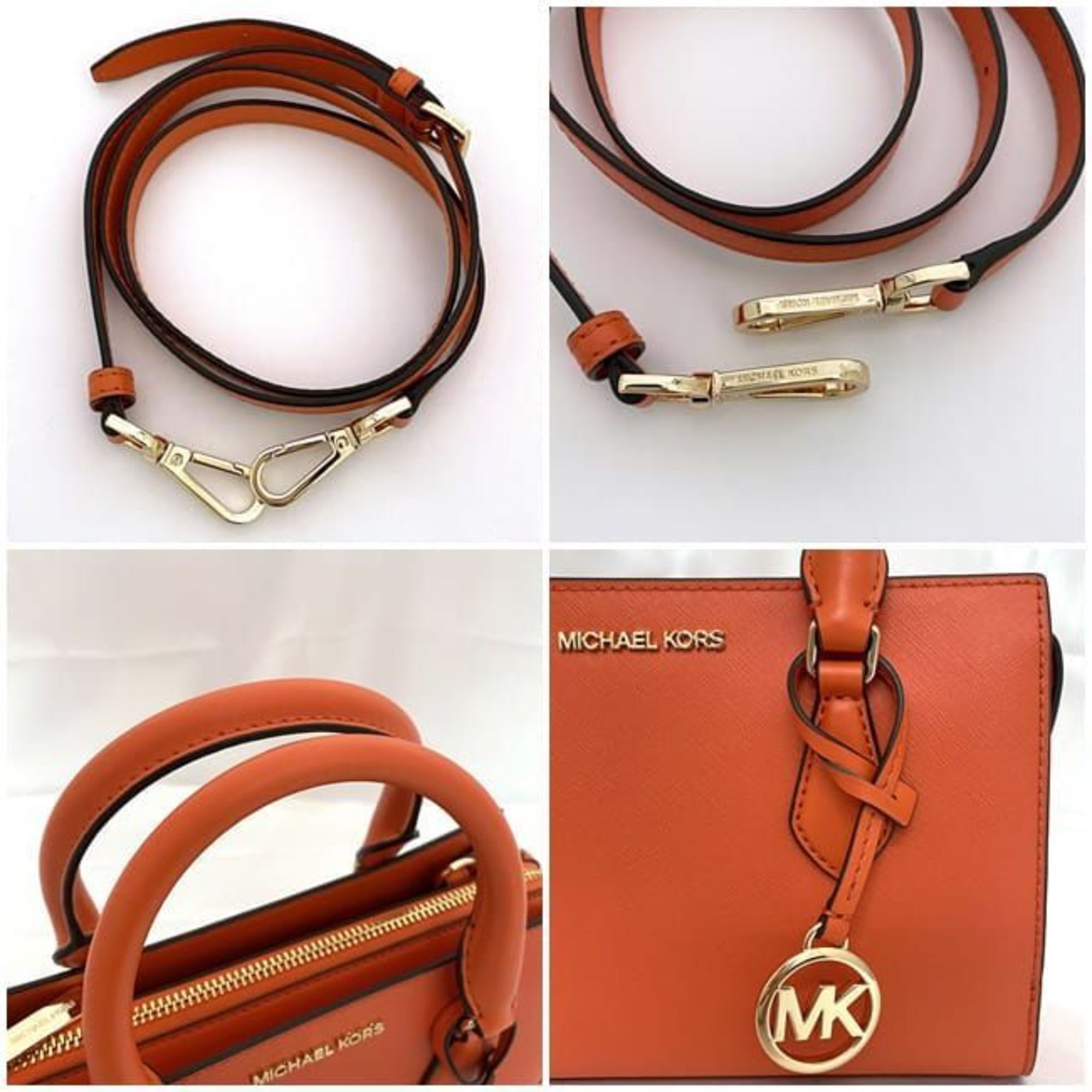 Michael Kors 2way Bag Orange 35S3G6HS5L ec-20069 Leather MICHAEL KORS Charm Handbag Shoulder Women's