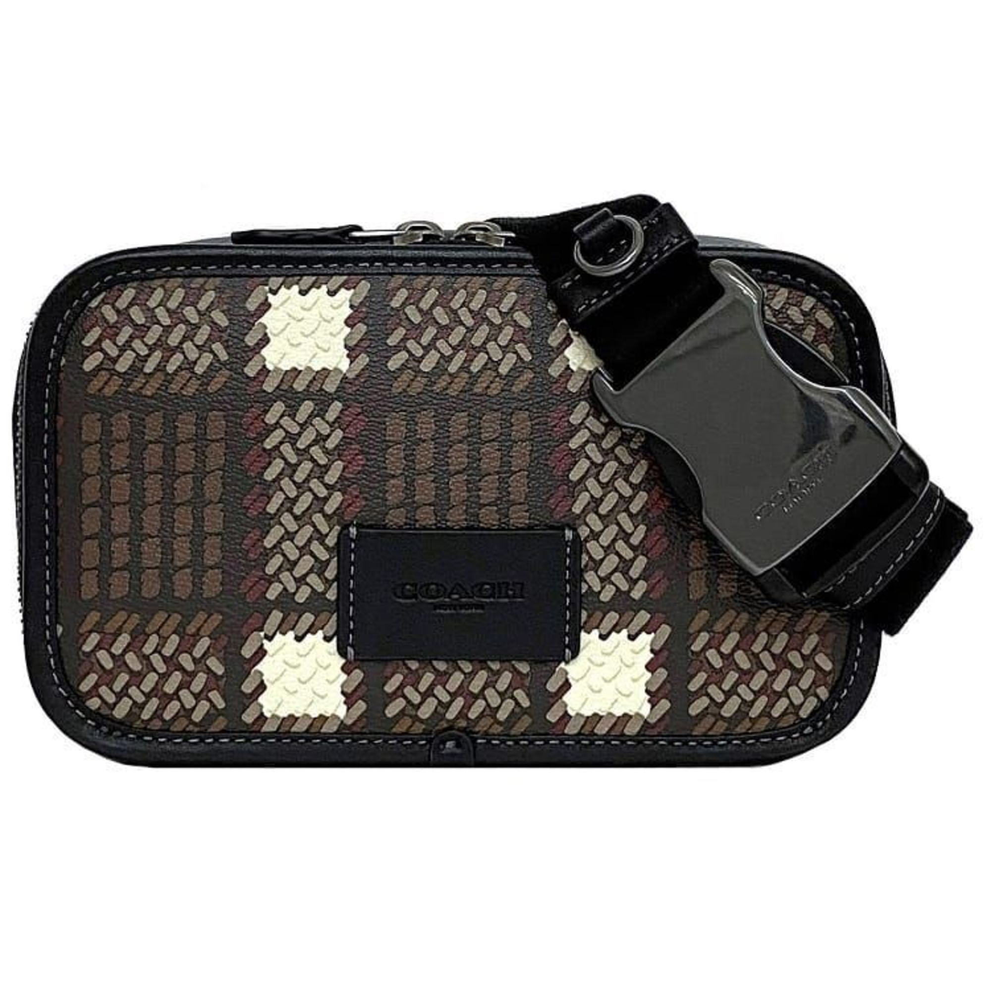 Coach Body Bag Black Red Check CN405 ec-20068 Print Wyatt PVC Leather COACH Waist Pouch Belt Pattern Women's Compact