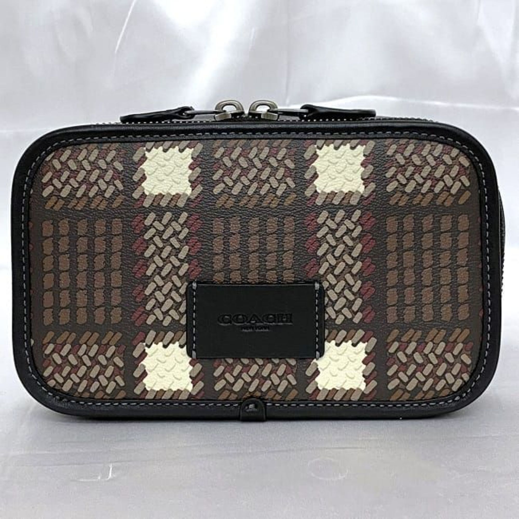 Coach Body Bag Black Red Check CN405 ec-20068 Print Wyatt PVC Leather COACH Waist Pouch Belt Pattern Women's Compact