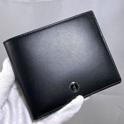 Dunhill Bi-fold Wallet Black LL3070A ec-20092 Leather dunhill Billfold Compact Men's Chic