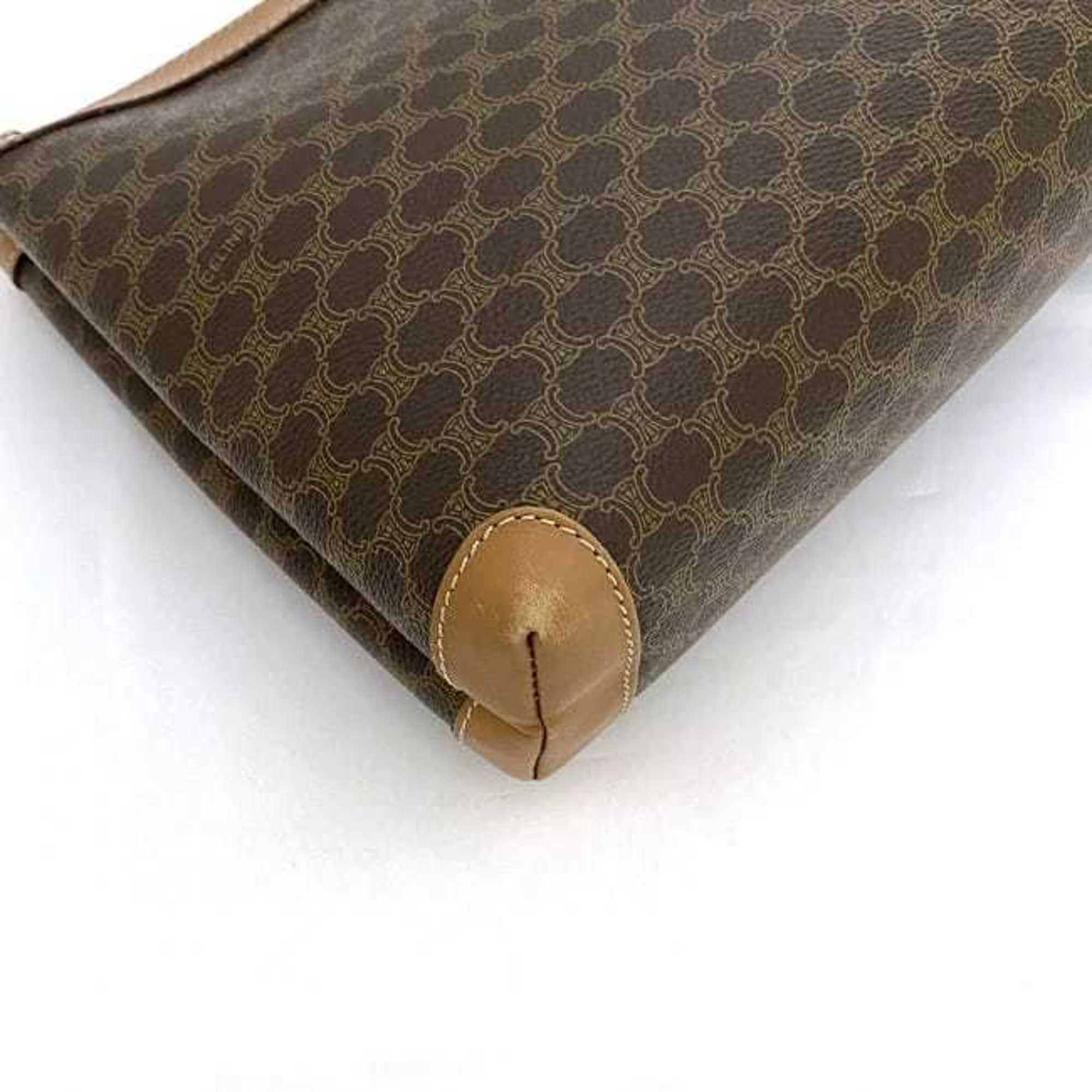 Celine clutch bag brown macadam ec-20280 second pouch PVC leather CELINE women's retro compact