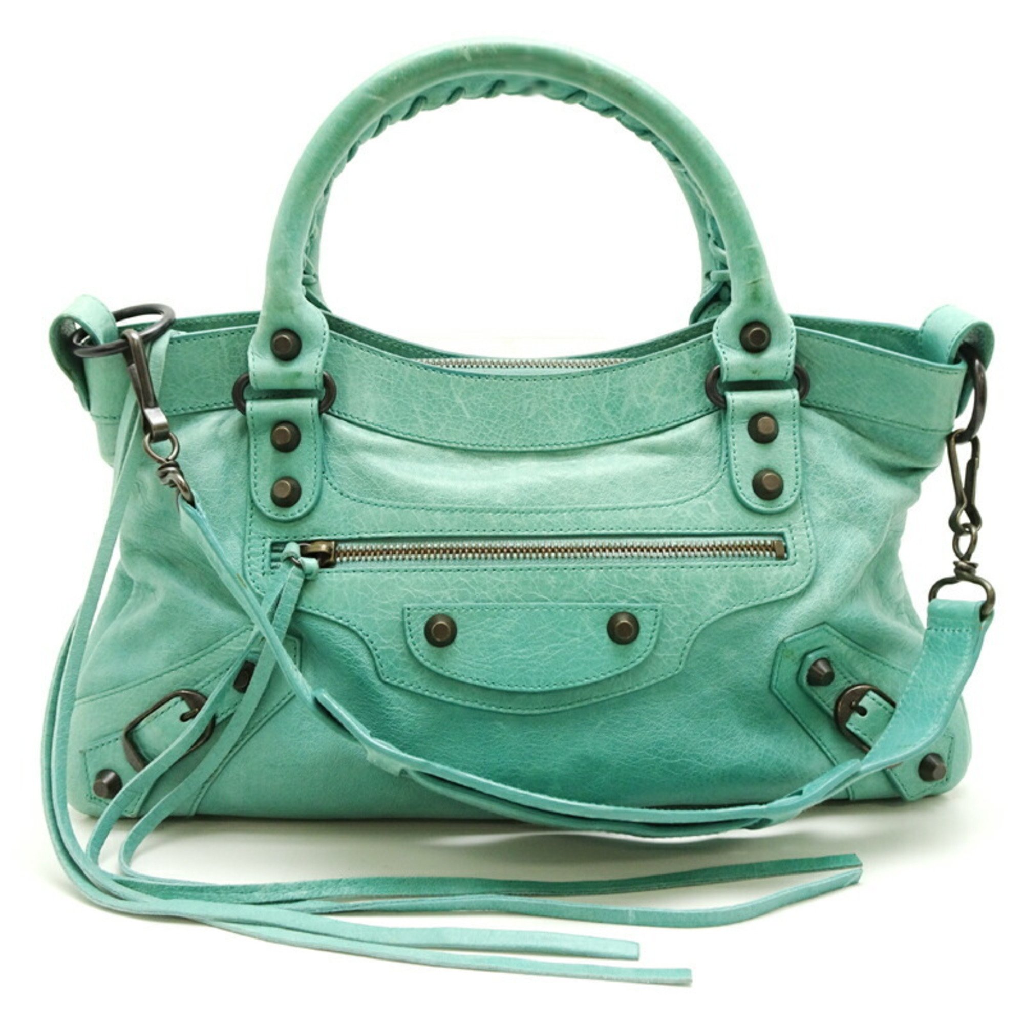 Balenciaga The First Women's Handbag 103208 Leather Mint Green