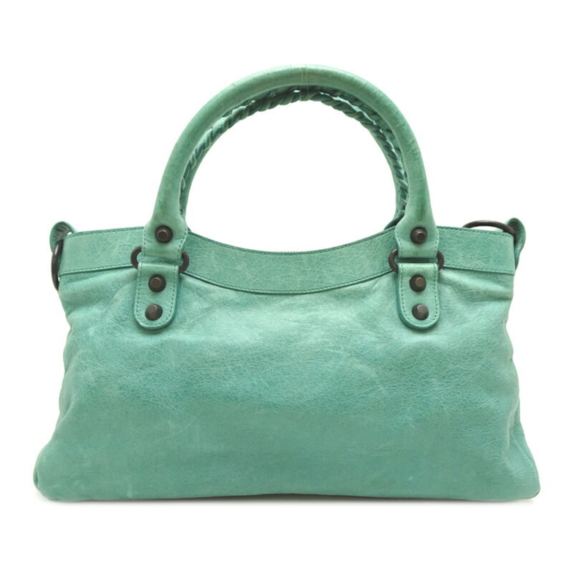 Balenciaga The First Women's Handbag 103208 Leather Mint Green