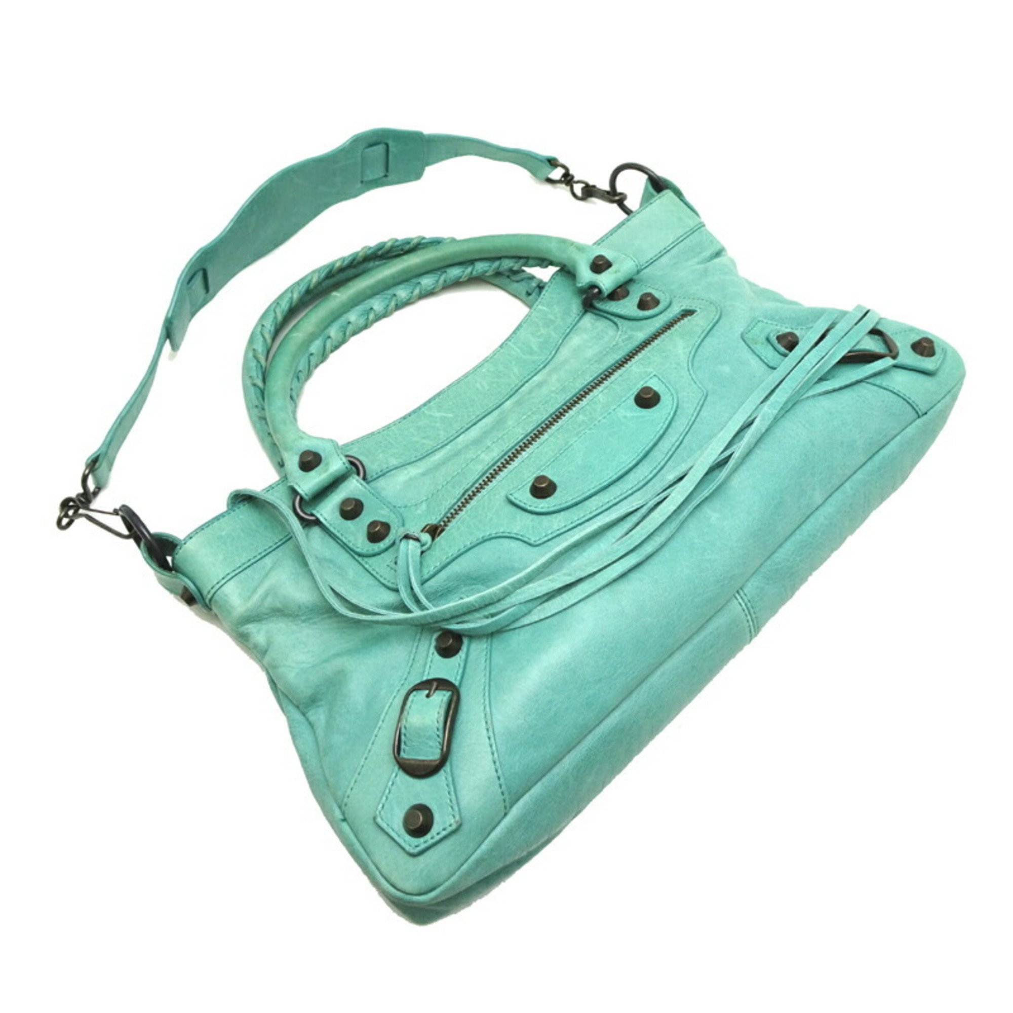 Balenciaga The First Women's Handbag 103208 Leather Mint Green