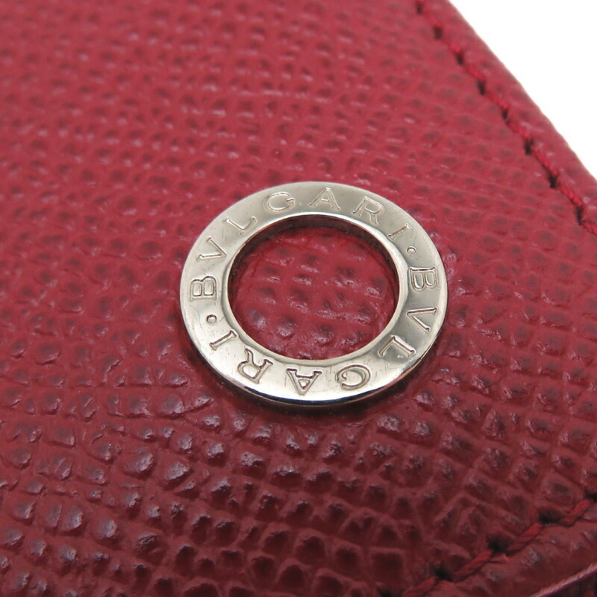 Bvlgari Women's Card Case Leather Red