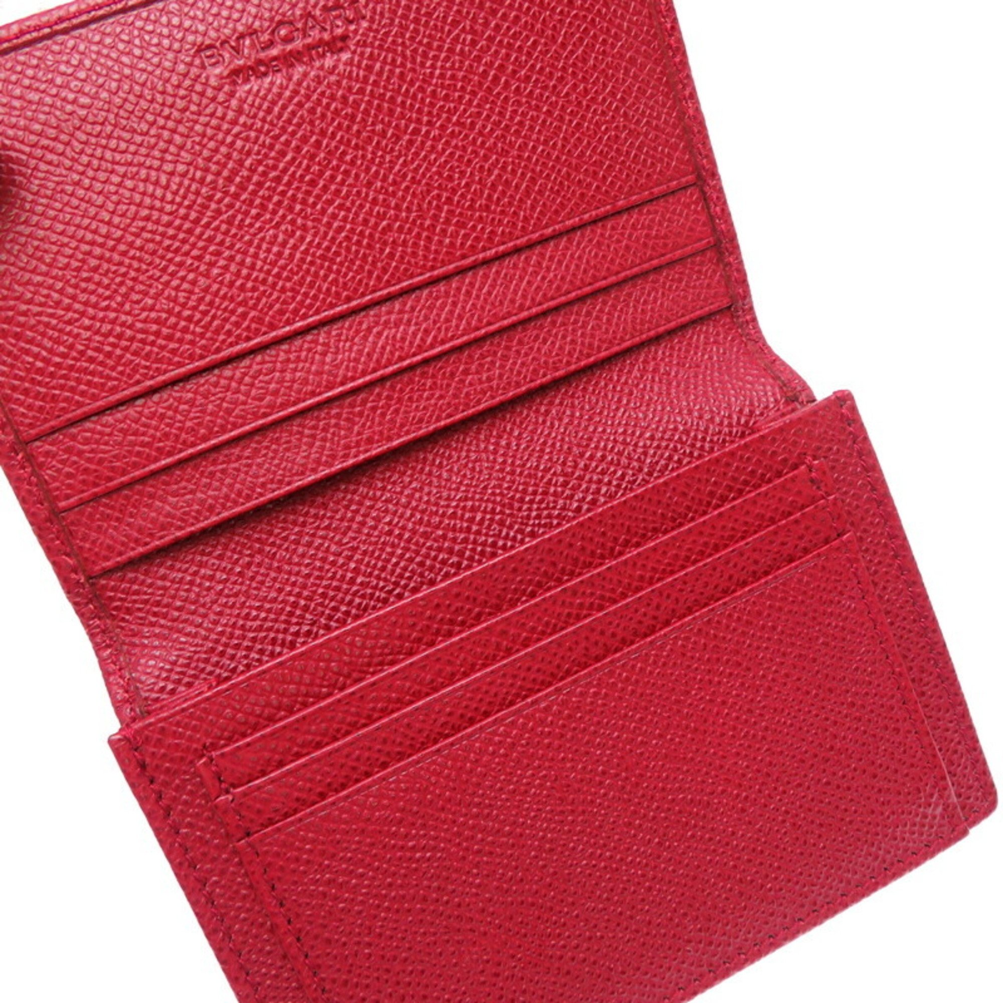 Bvlgari Women's Card Case Leather Red