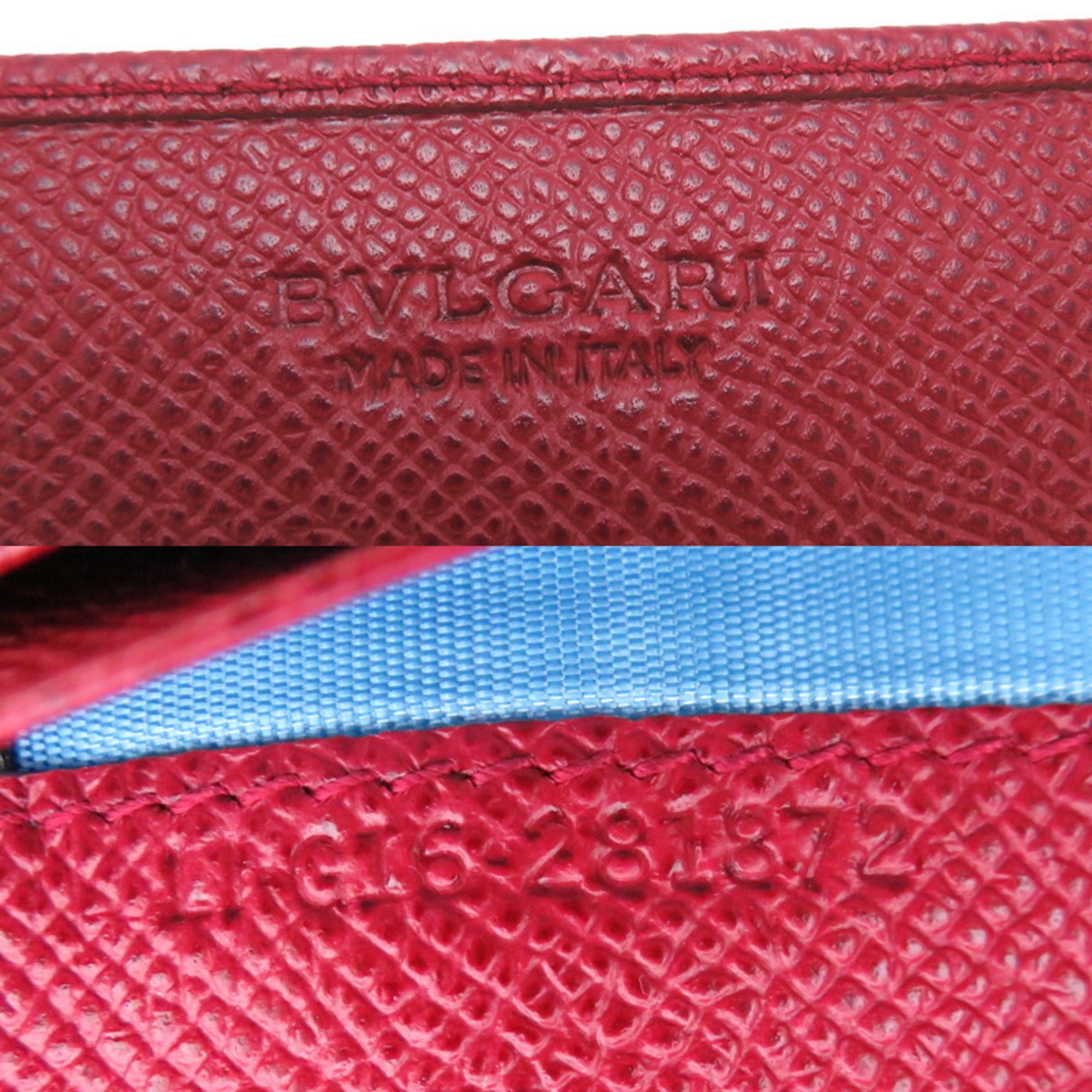 Bvlgari Women's Card Case Leather Red