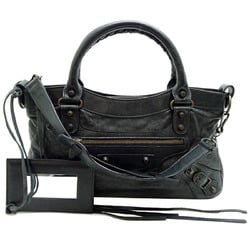 Balenciaga The First Women's Handbag 103208 Leather Black