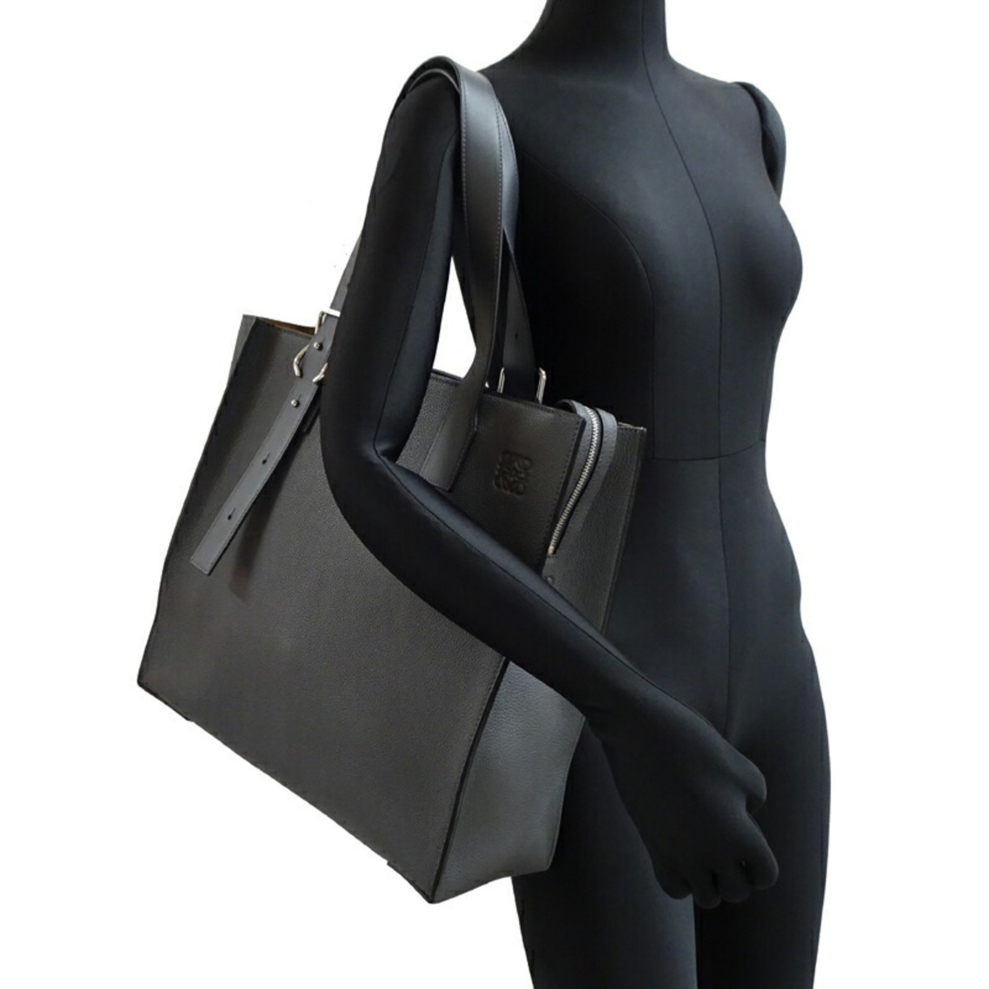 Loewe Buckle Zip Tote Women's Bag B692K99X02 Calf Grey