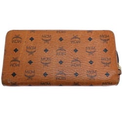 MCM Round Long Wallet for Women, Synthetic Leather, Camel