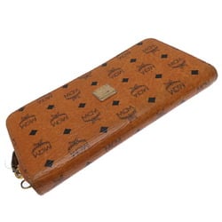 MCM Round Long Wallet for Women, Synthetic Leather, Camel