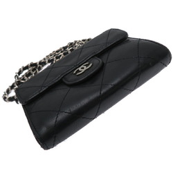 Chanel Matelasse Chain Wallet Women's Coin Case Lambskin Black